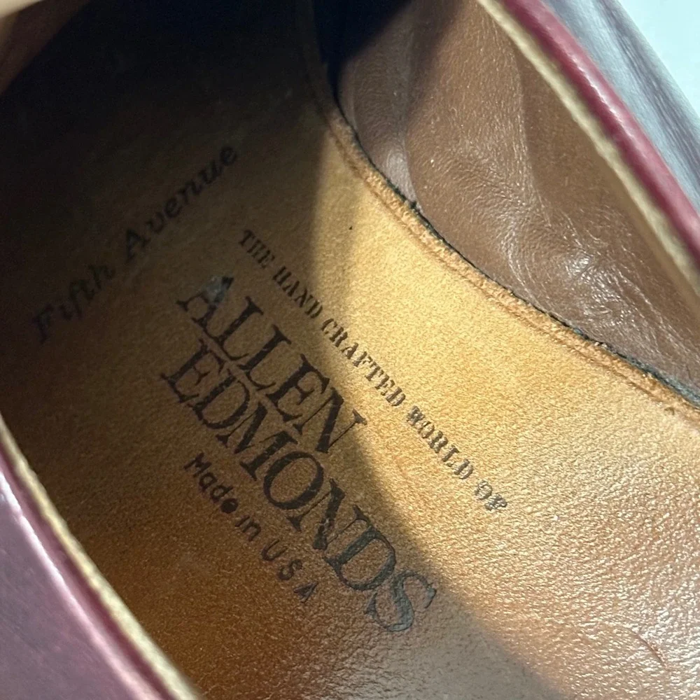Allen Edmonds Fifth Avenue Mens 8.5 Burgundy Oxford Brogue Dress Shoes USA